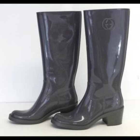 Gucci GG Grey rubber Rain boots size 39 / 9 - Picture 3 of 5